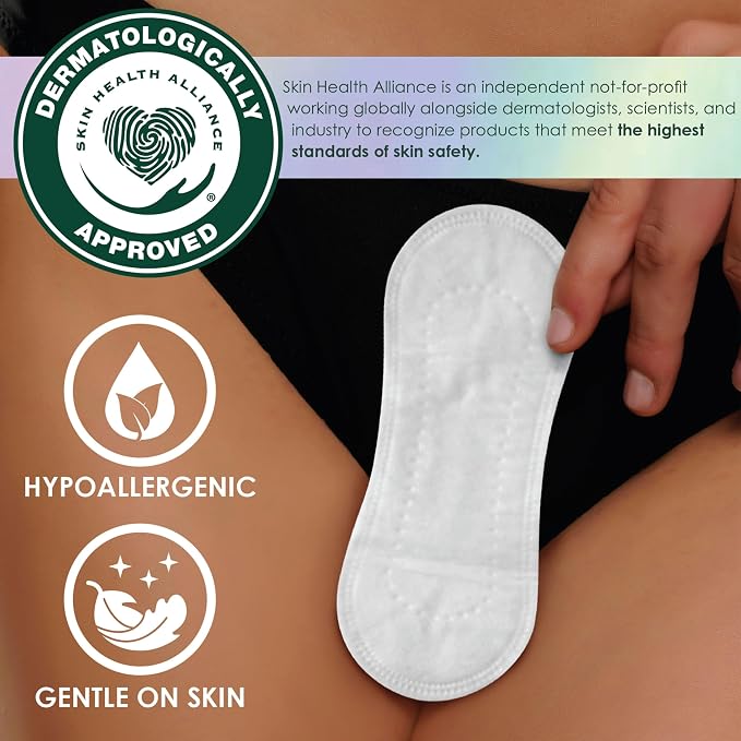 Liners for Women, Organic Cotton Top Layer, Regular Coverage, Pantiliners Made Without Synthetic Pesticides and Fragrances, Hypoallergenic and Gentle on Skin, 60 Count