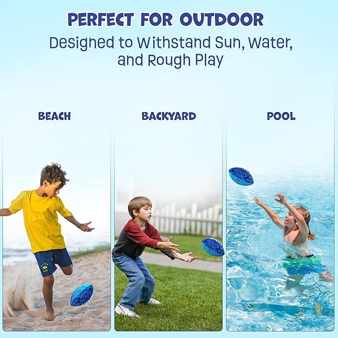 BAMMAX Waterproof Football for Pool, Beach, Outdoor and Indoor Play - 6.5 inch Size, Durable & Double Laced, Perfect for Beach Accessories, Kids Games, Pool Toys for Kids 3+ Years, All-Weather Games.