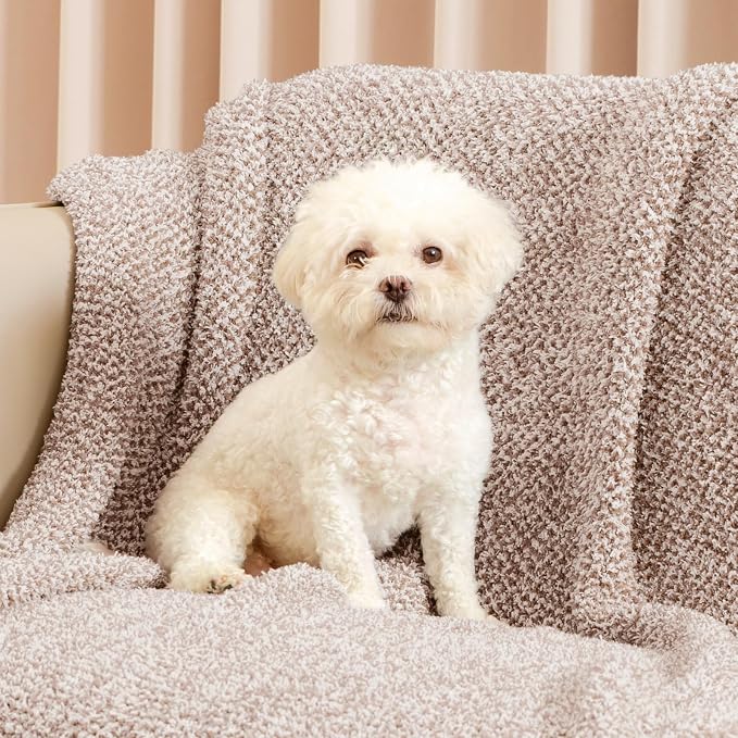 Snuggle Sac Taupe Blankets Twin Size, Reversible Super Soft Bed Blanket Warm Cozy Knit Fuzzy Plush Lightweight Blankets for Bed, Sofa, Living Room, Hotel, Heather Taupe, 60x80 inches