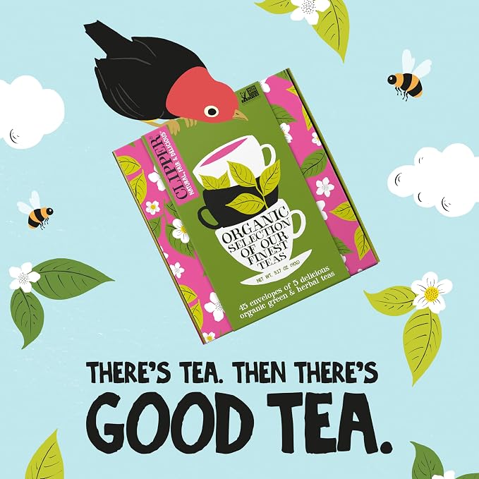 Clipper Organic Herbal & Green Tea Sampler Box, 45 Tea Bags