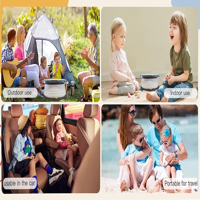 SunnySmile Portable Potty Cute Puppy Design, Portable Toddler Toilet with 45 Disposable Bags, Foldable Toddler Travel Potty for Camping, Road Trips & Car Toilet for Kids
