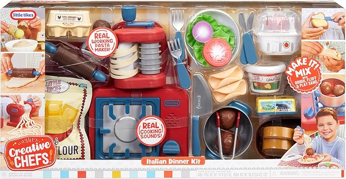 Little Tikes Creative Chefs Italian Restaurant Kit with 33 Accessories, Pretend Play Cooking Set, for Boys, Girls Ages 3+