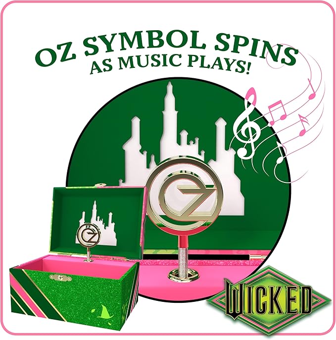 Wicked Jewelry Box for Girls - Musical Jewelry Box with Spinning Figurine, Wicked Toys for Kids Ages 3-5 - 6 x 4.7 x 3.5 in