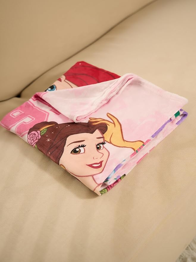 Northwest Disney Princesses Plush Throw Blanket, 46" x 60" Silk Touch Soft Fleece Blanket for Kids & Adults, Officially Licensed