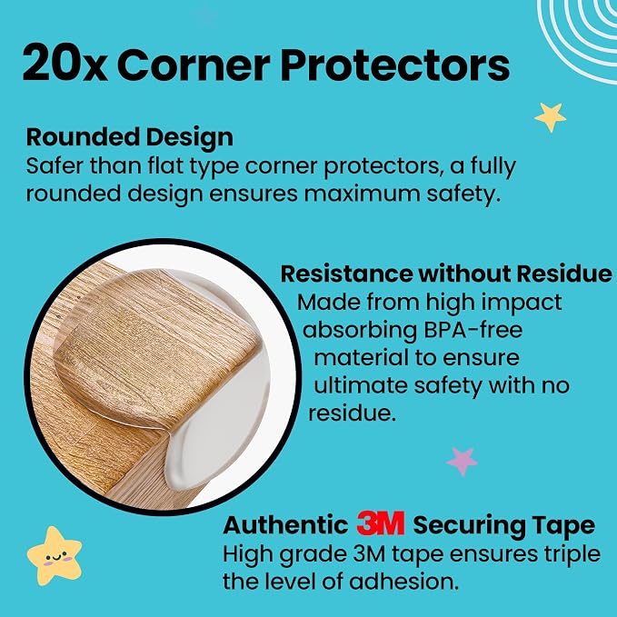 Booboo Baby (60 Pack) Child Safety Baby Proofing Kit | x10 Cabinet Drawer Locks, x20 Corner Guards, x30 Outlet Covers | Baby Proof Your Home & Kitchen with No Trapped Fingers | No Tools Needed