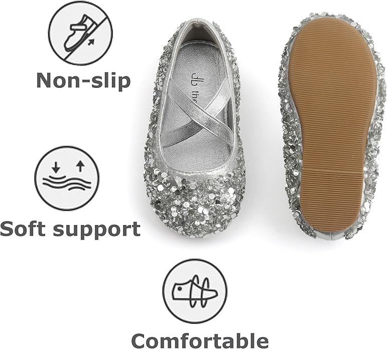 THEE BRON Mary Jane Ballet Flats - Girls' Dress Shoes with Hook & Loop Closure