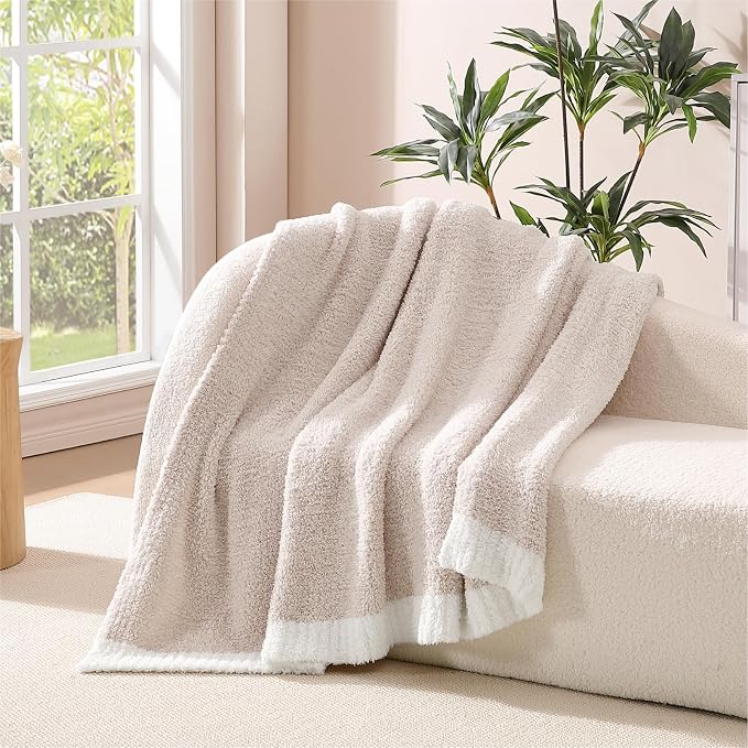 Soft Throw Blanket for Couch-Cozy Reversible Knitted BlanketsW | Lightweight Warm Fluffy Decor for Women, Mom, Her & Girls, Sofa, Chair, Bed, 50x70in, Cationic Dyeing Taupe