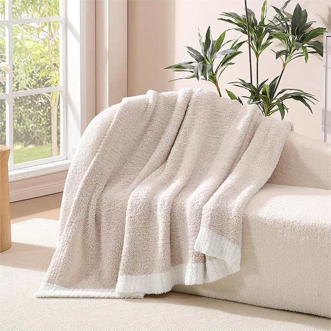 Soft Throw Blanket for Couch-Cozy Reversible Knitted Blankets | Wrensonge Soft Throw Blanket for Couch-Cozy Reversible Knitted Blankets,Cationic Dyeing Taupe