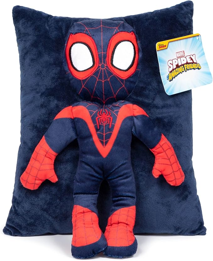 Jay Franco Marvel Spidey & His Amazing Friends Miles Morales 3D Snuggle Pillow - Super Soft Plush Pillow - Measures 15 Inches
