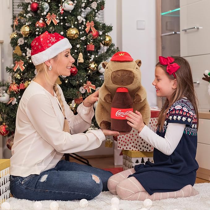 Drink Capybara Plush 13.7inch, Cute Capybara Stuffed Animal Giant Capibara Plushies Pillow Toy Gifts for Boys Girls Kids