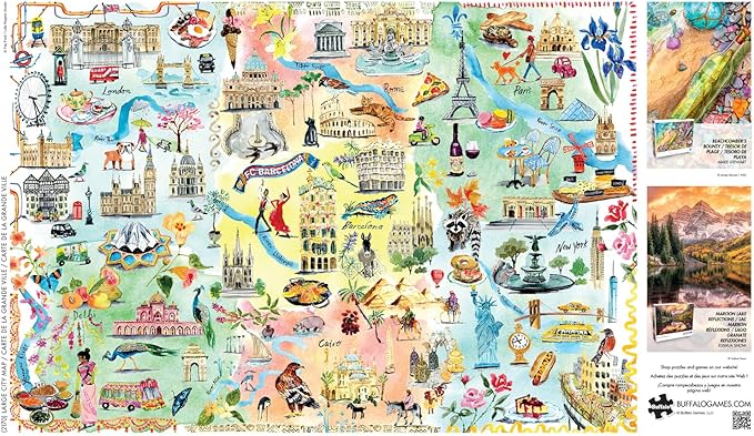 Buffalo Games - Fay Ford - Large City Map - 2000 Piece Jigsaw Puzzle for Adults - Challenging Puzzle Perfect for Game Nights - Finished Size is 38.50 x 26.50