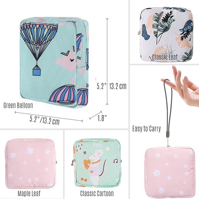 Portable Sanitary Napkin Storage Bag,4 Pieces Reusable Period Pouch for Teen Girls & Women,Pad Bags for Period for School,Office,Mini Pouch Feminine Pads Bag Kit (Fashional)