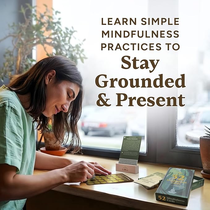 52 Mindfulness Cards – Simple Practices for Stress & Anxiety Relief, Emotional Regulation, and Mindful Living – Daily Self Care Exercises & Inspirational Affirmations for Calm, Relaxation, & Grounding