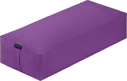 Retrospec Sequoia Meditation Cushion & Yoga Bolster Pillow With Cotton Cover - Supportive 24x12x6in Rectangle for Spine Relief, Joint Support & Posture - Machine Washable With Carry Handle