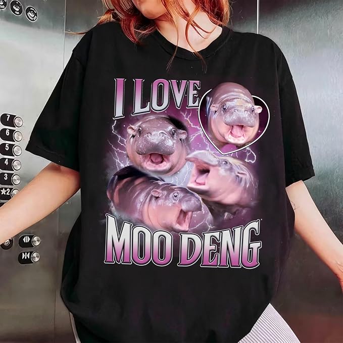 YOUNG GREEN Moo Deng Cute Sweatshirt Moo Deng Bouncy Pig T-Shirt The Cute Baby Hippo Sweatshirt Gift For Womens