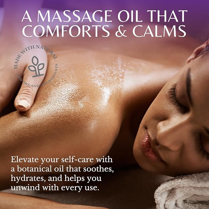 Edenika Botanicals Lavender Massage Oil for Skin, Luxury Aromatherapy & Romantic Massage Oil for Date Night, Relaxing & Hydrating Skin, 8 fl oz