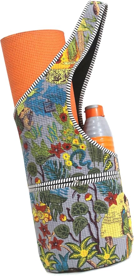 INDIAN CRAFT CASTLE Yoga Mat Bag | Tote Mat Bag | Sling Yoga Tote w/Large Side Pocket & Zipper Pocket | Yoga Mat Carrier Fits Most Size Mats