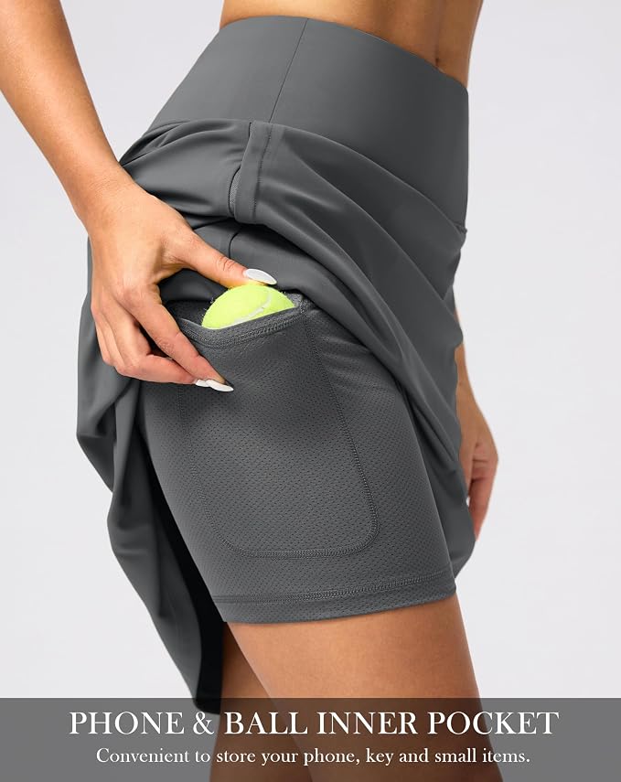 G Gradual 20" Skorts with Pockets Knee Length Golf Skirt | Built in Soft Shorts, High Waisted, Tummy Control, Breathable, Long Skorts for Athletic, Tennis, Dressy, Casual, Summer