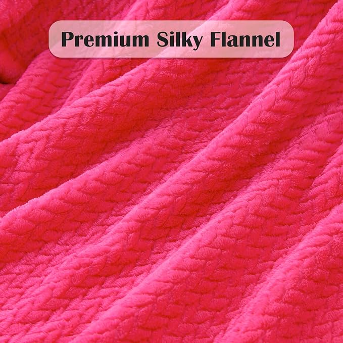 NEWCOSPLAY Fleece Leaves Pattern Queen Blanket, Dark Rose Red, 90"x90" | Super Soft Throw Blanket, Lightweight Cozy Bed Sofa Blanket, Premium Silky Flannel Fleece, Travel Blanket for All Season Use