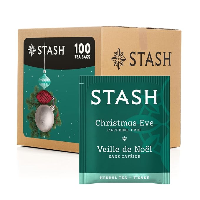 Stash Tea Christmas Eve Herbal Tea - Caffeine Free, Non-GMO Project Verified Premium Tea with No Artificial Ingredients, 100 Count (BULK PACKAGING)