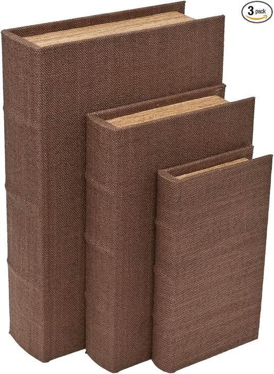DECOR4SEASON Decorative Linen Book Box Small Faux Book Storage Box, 13" | Living Room Decor, Bedroom Decor, Office Decor, Bookshelf Display, Coffee Table, Farmhouse, Rustic, Vintage Style