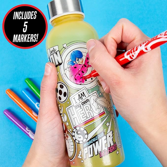 Horizon Group USA Miraculous Create Your Own Color-Changing Water Bottle – Color Your Own Water Bottle – Ages 6+