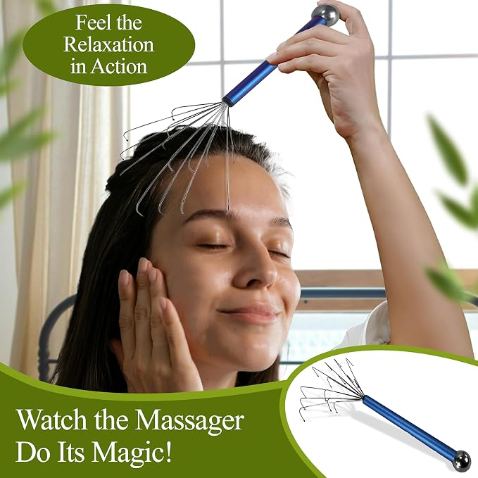 stargo Massage Master Metal Back Scratcher for Men, Women, Elderly - Wide Wire Claw Scratching Head Body Massager - Hand Back Scratch for Adults, Dogs - Massage Stick Gift