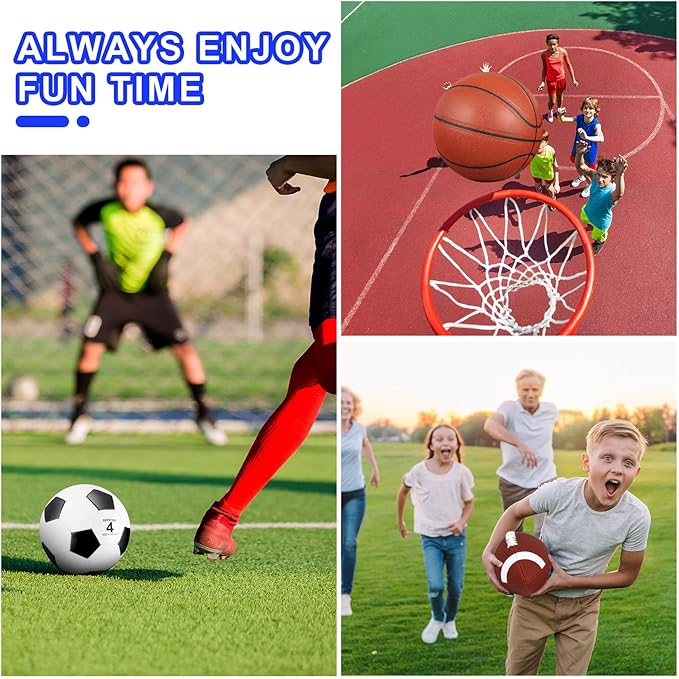 Libima 3 Pcs Sports Ball Set for Kids Teens Include Official Size 5 Basketball 4 Soccer 6 Football with Pump and Carry Bag Training Practice Sport Gift for Kids Teens Back to School