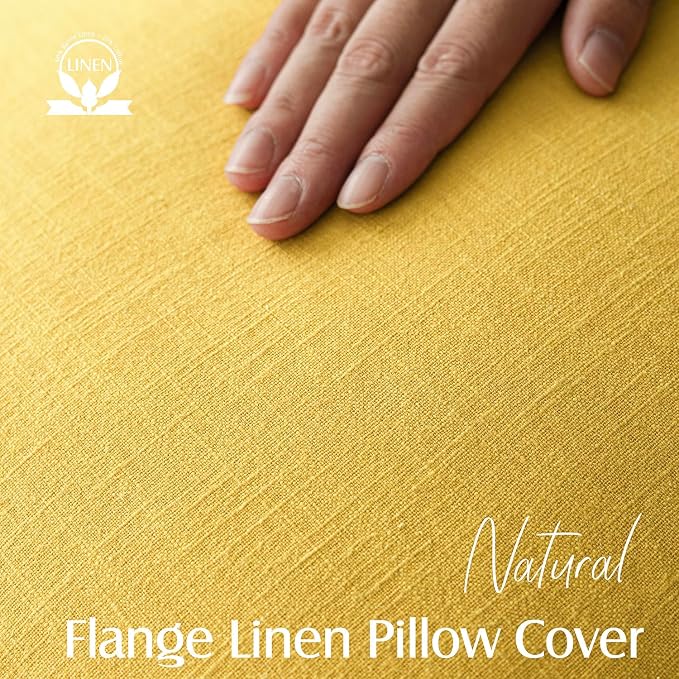 Foindtower Pack of 2, Decorative Linen Solid Throw Pillow Covers Soft Accent Euro Cushion Case Boho Farmhouse Pillowcase for Chair Couch Sofa Bedroom Living Room Home Decor 18 x 18 Inch Ginger Yellow