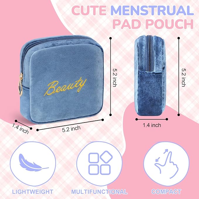 Flannel Sanitary Napkin Storage Bags Menstrual Cup Pouch Portable Zipper Nursing Pad Holder Tampons Collect Bags Feminine Menstruation First Period Kit Bag for Women Red