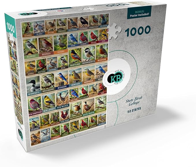 MyPuzzle State Birds Series: 50 State Birds Collage, Vol.1 - Premium 1000 Piece Jigsaw Puzzle for Adults