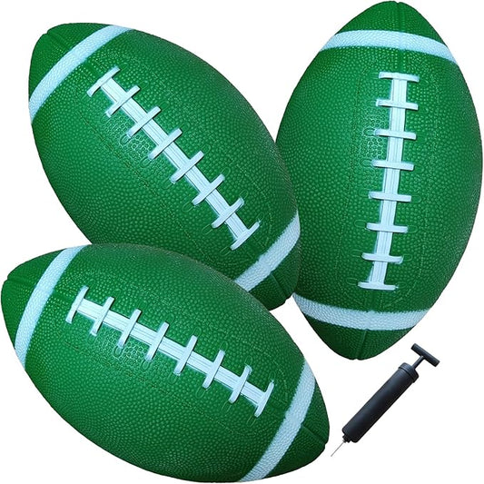 AppleRound 3-Pack 8-Inch Waterproof Footballs for Pool, Beach, & Backyard - Ideal for Water & Land Play - Ball Pump Included, Pee-Wee Junior Size for Kids & Teens