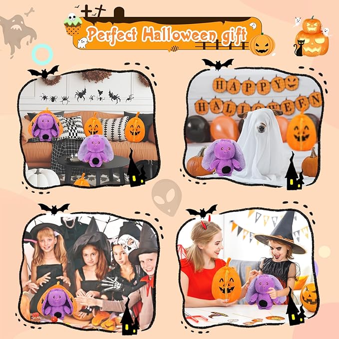 MIAODAM Halloween Bunny Stuffed Animal Plush,Reversible Pumpkin Bunny Plushies Pillow, Cute Rabbit Plush Toy Gift for Baby Toddler Girls Boys (11inch)