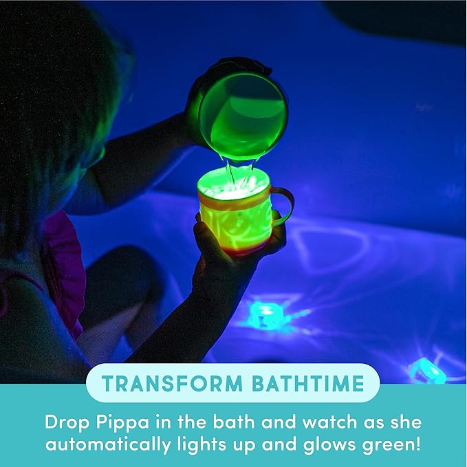 New Glo Pals Pippa Water-Activated Bath Toy with 6 Reusable Light-Up Cubes for Sensory Play - Valentine Day Gift