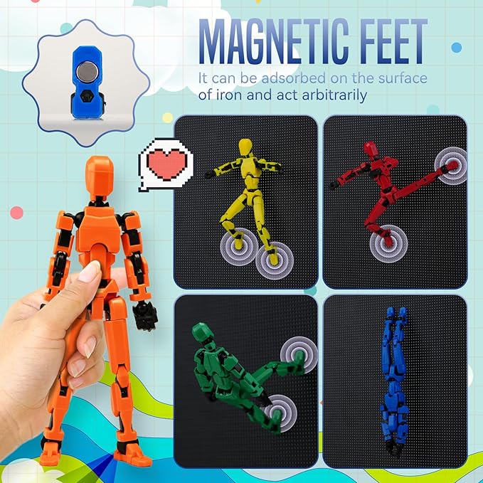 [Assembly Complete] Dummy 13 Action Figures with Magnetic Suction Function, Lucky Titan 13 Action Figures, Multi-Jointed Movable，with 3 Hand-Shapes, 5 Weapons (1Pcs - Green)