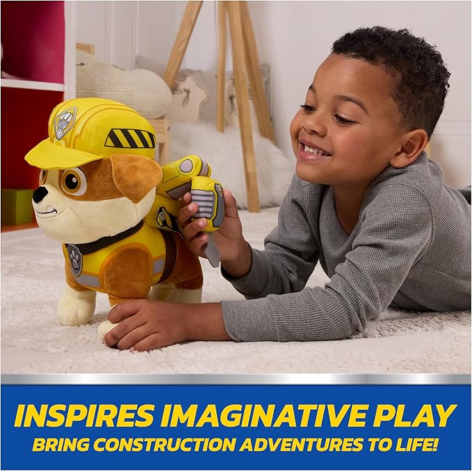 Rubble and Crew Rumbling Rubble Plush Toy, Interactive Sensory Toy, Dog Stuffed Animal, Kids Toys for Boys & Girls Ages 3 and Up, 12”