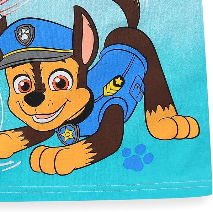 Paw Patrol Chase Marshall Boys Short Sleeve T-Shirt and Mesh Short Set for Toddler and Big Kids
