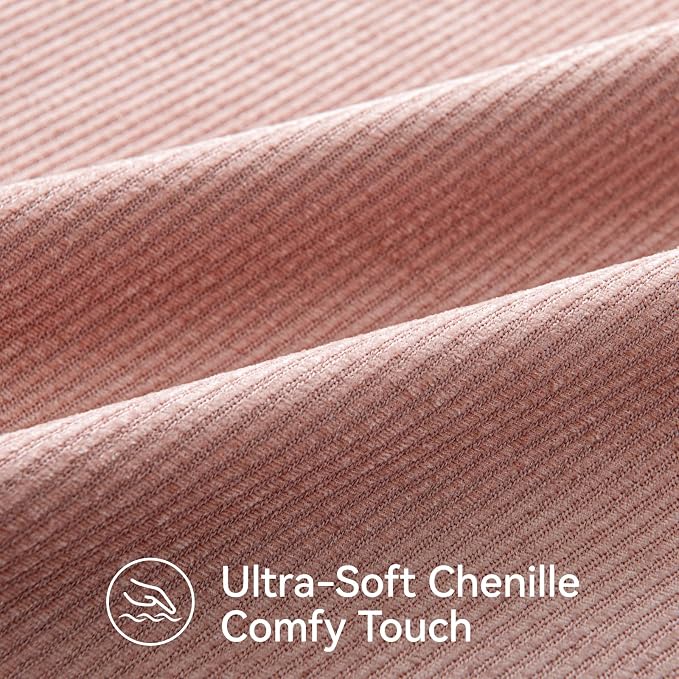 a moment Pack of 2 Decorative Chenille Throw Pillow Covers with Twill Cushion Covers for Sofa Living Room Couch Bed 24x24 Inch,Crafted Border Blush Pink
