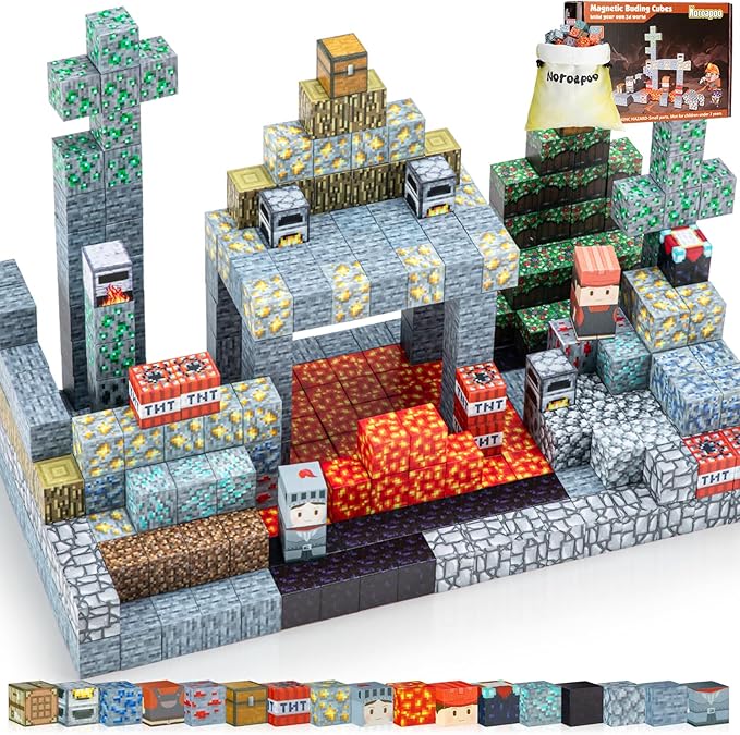 Magnetic Blocks - Build Mine Magnet Craft World Set, Magnetic Tiles LE Building go Blocks Toddler Toys STEM Sensory Outdoor Toys for 3+ Year Old Boys & Girls, Creative Kids Games Kids Toys-110PCS