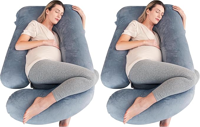 Cute Castle Pregnancy Pillows, Soft U-Shape Maternity Pillow with Removable Cover - Full Body Pillows for Adults Sleeping - Pregnancy Must Haves - Jumbo 57 Inch - Grey (Pack of 2)
