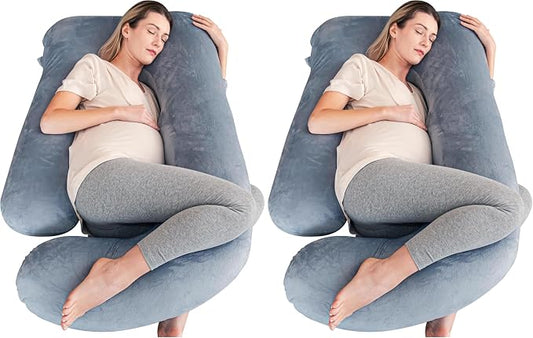 Cute Castle Pregnancy Pillows, Soft U-Shape Maternity Pillow with Removable Cover - Full Body Pillows for Adults Sleeping - Pregnancy Must Haves - Jumbo 57 Inch - Grey (Pack of 2)