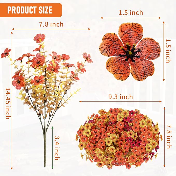Artificial Flowers for Outdoor,Silk Flowers No Fade Fake Plastic Flowers Faux Plants for Outdoors Outside Front Porch Hanging Planter Window Box Garden Home Decoration,13 Pack(Autumn Colors) | Silk Flowers Fake Plastic Flowers Faux Plants for Outside F...