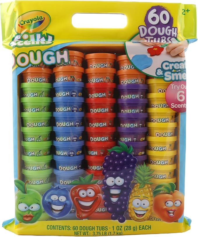 Crayola Silly Scents Dough 60pk x 1oz, Easter Day Gifts & Party Favors, Kids Toys for Party Favor Bags, Modeling Clay, Allergen-Friendly, Non-Toxic, Candy Creativity Alternative