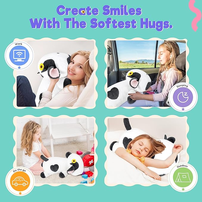 Onsoyours Original Weighted Sunflower Cow Stuffed Animals, 4.0 lbs Weighted Plush for Stress Relief - 20" Large Soft Cow Pillow Gifts for Kids & Adults