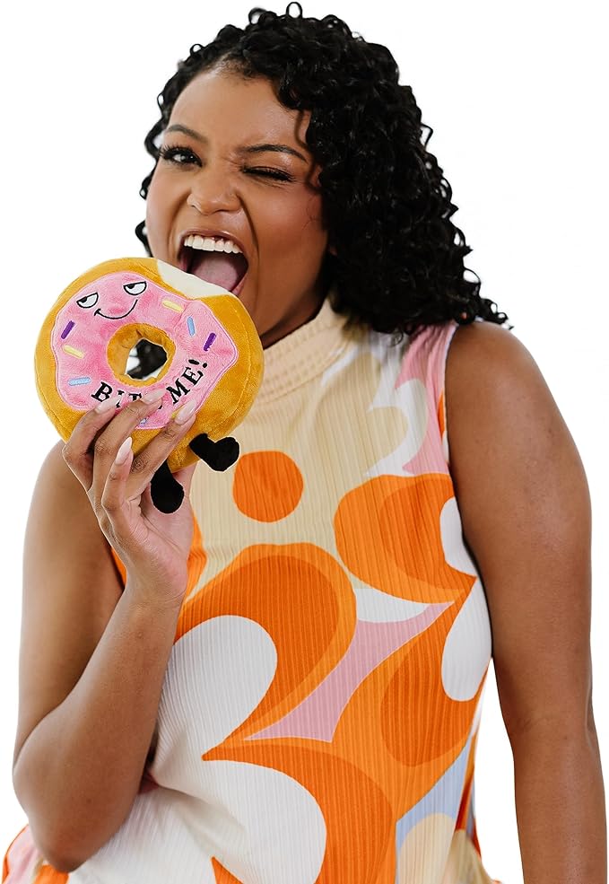 Donut Plushie - Bite Me Sassy Donut Plush, Gift for Friends, Food Plush Toy for Gifting