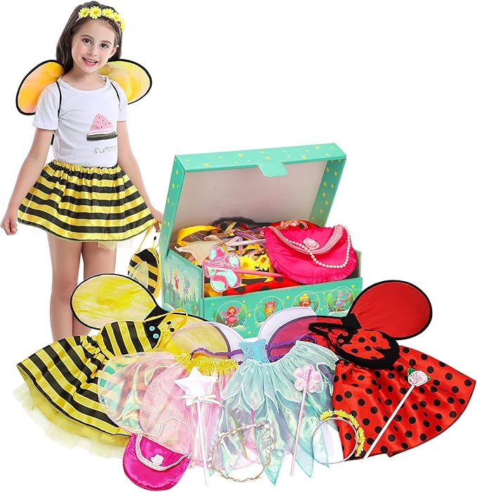 Fedio Dress up Clothes for Little Girls - Kids Dress up & Pretend Play Princess Dress up Trunk Costume for Girls 3-6 Years