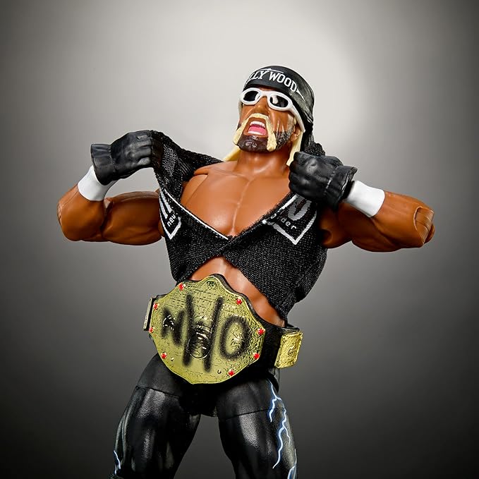 Mattel WWE Ultimate Edition Action Figure & Accessories Set, “Hollywood” Hulk Hogan 6-inch Collectible with 30 Articulation Points, Swappable Pieces & Entrance Gear