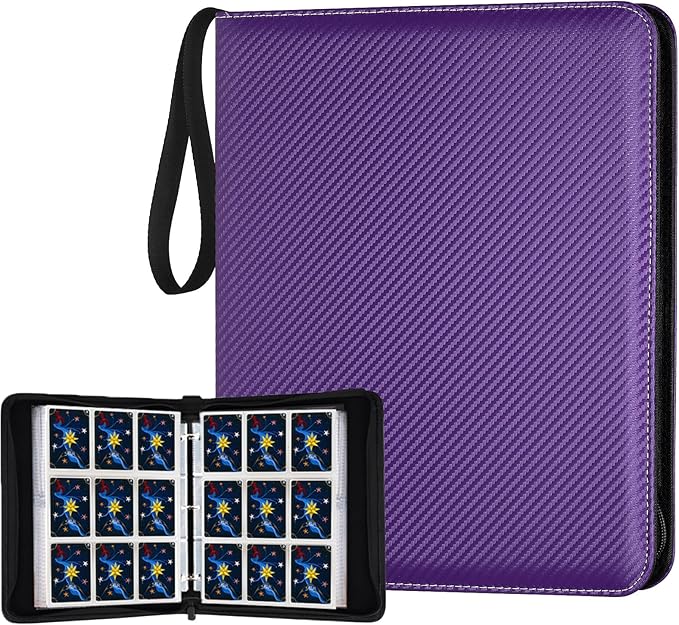 Trading Card Binder, 900 Pockets Card Binder, 9-Poccket Sided Pocket Sports Card Binder, Premium Card Binders Compatible with MTG, TCG, Baseball Cards(Carbon Purple)