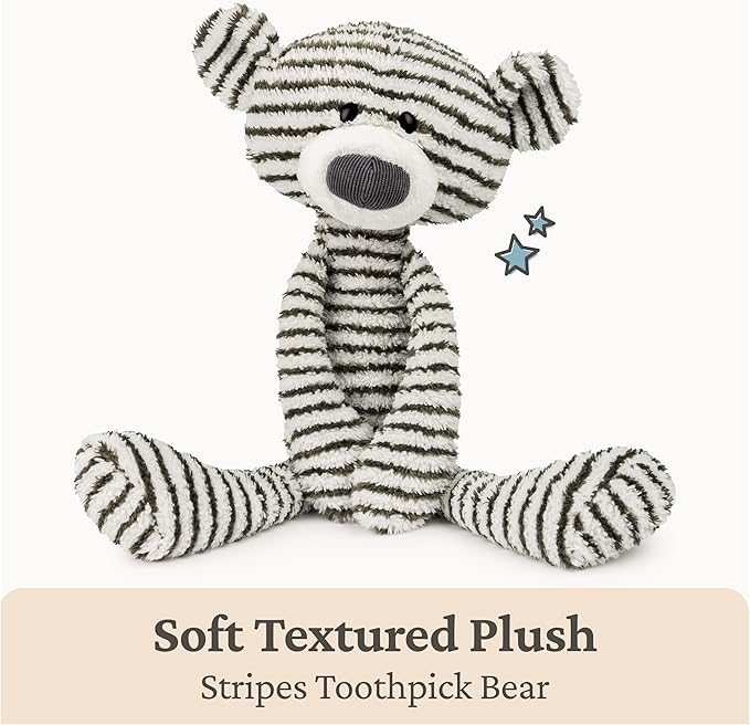 GUND Toothpick Stripes, Teddy Bear Stuffed Animal for Ages 1 and Up, Black/White, 15”