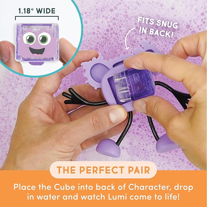 New Glo Pals Lumi Water-Activated Bath Toy with 6 Reusable Light-Up Cubes for Sensory Play - Valentine Day Gift